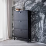Voir la diapositive 3 : SWEEEK Meuble à chaussures 3 abattants décor bois rainuré noir style contemporain 18 paires