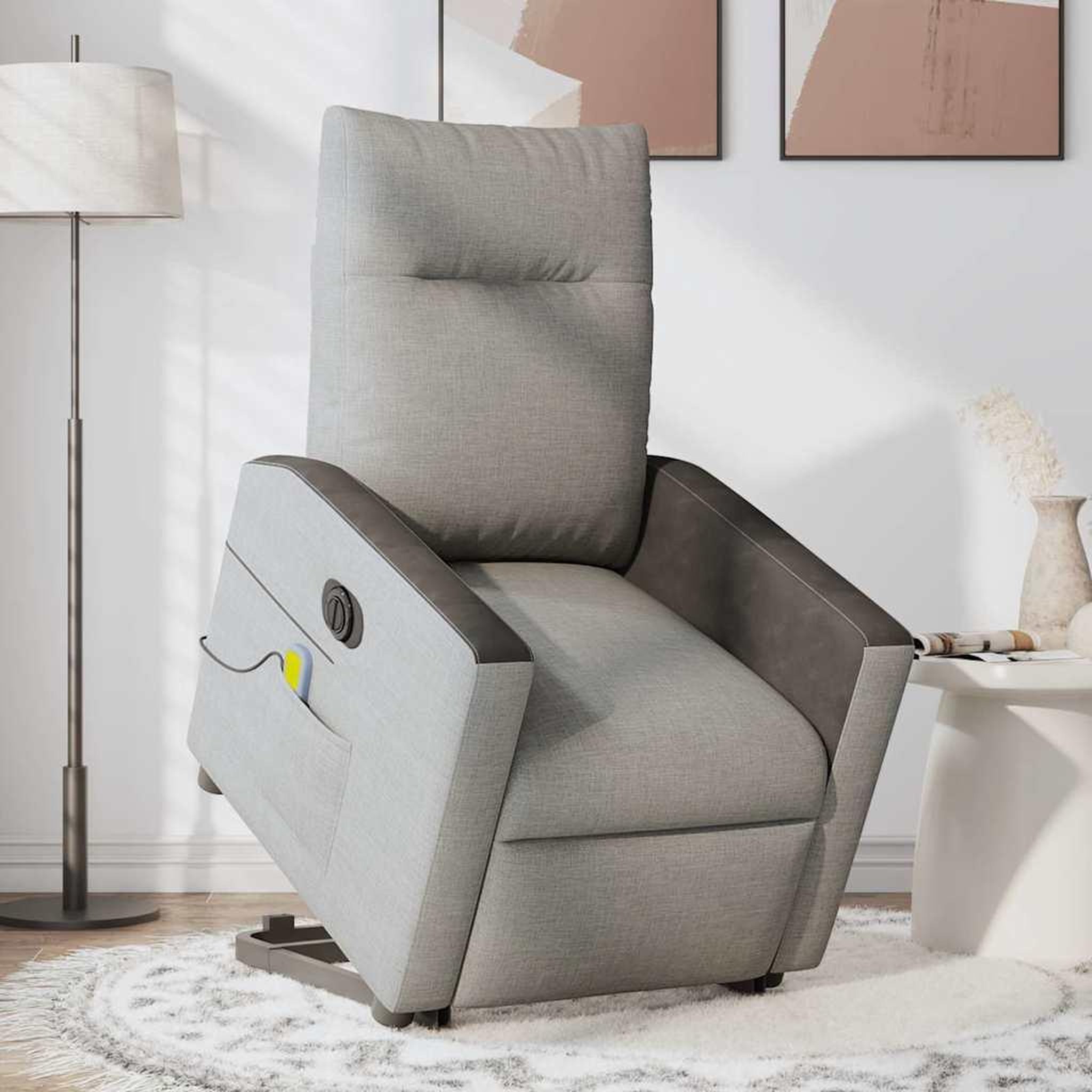 Voir la diapositive 3 : VIDAXL Fauteuil inclinable de massage electrique gris nuage tissu