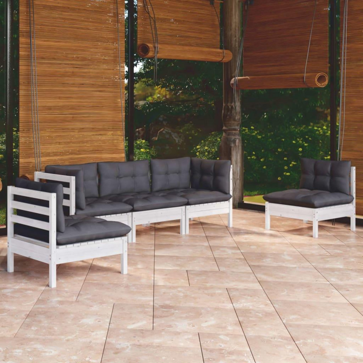 VIDAXL Salon de jardin 5 pcs avec coussins bois de pin massif