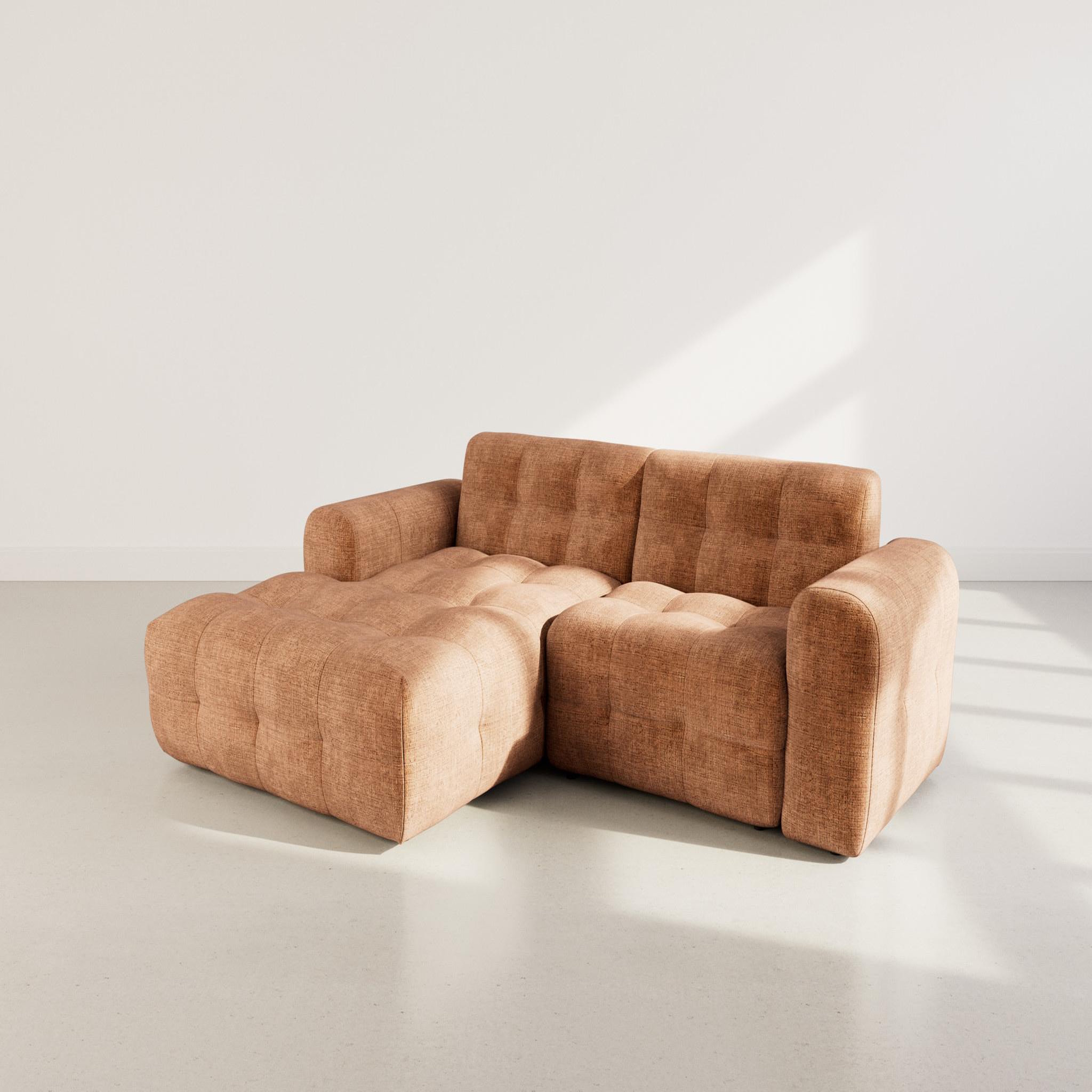 Voir la diapositive 3 : BEST MOBILIER Diane - canapé d'angle gauche 4 places en velours texturé