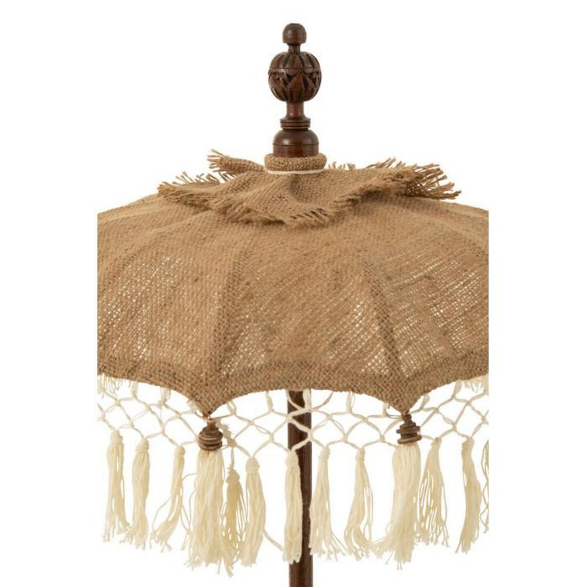 Paris Prix Parasol Déco en Jute  Pompons  87cm Beige