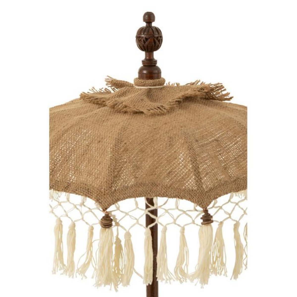 Paris Prix Parasol Déco en Jute  Pompons  87cm Beige