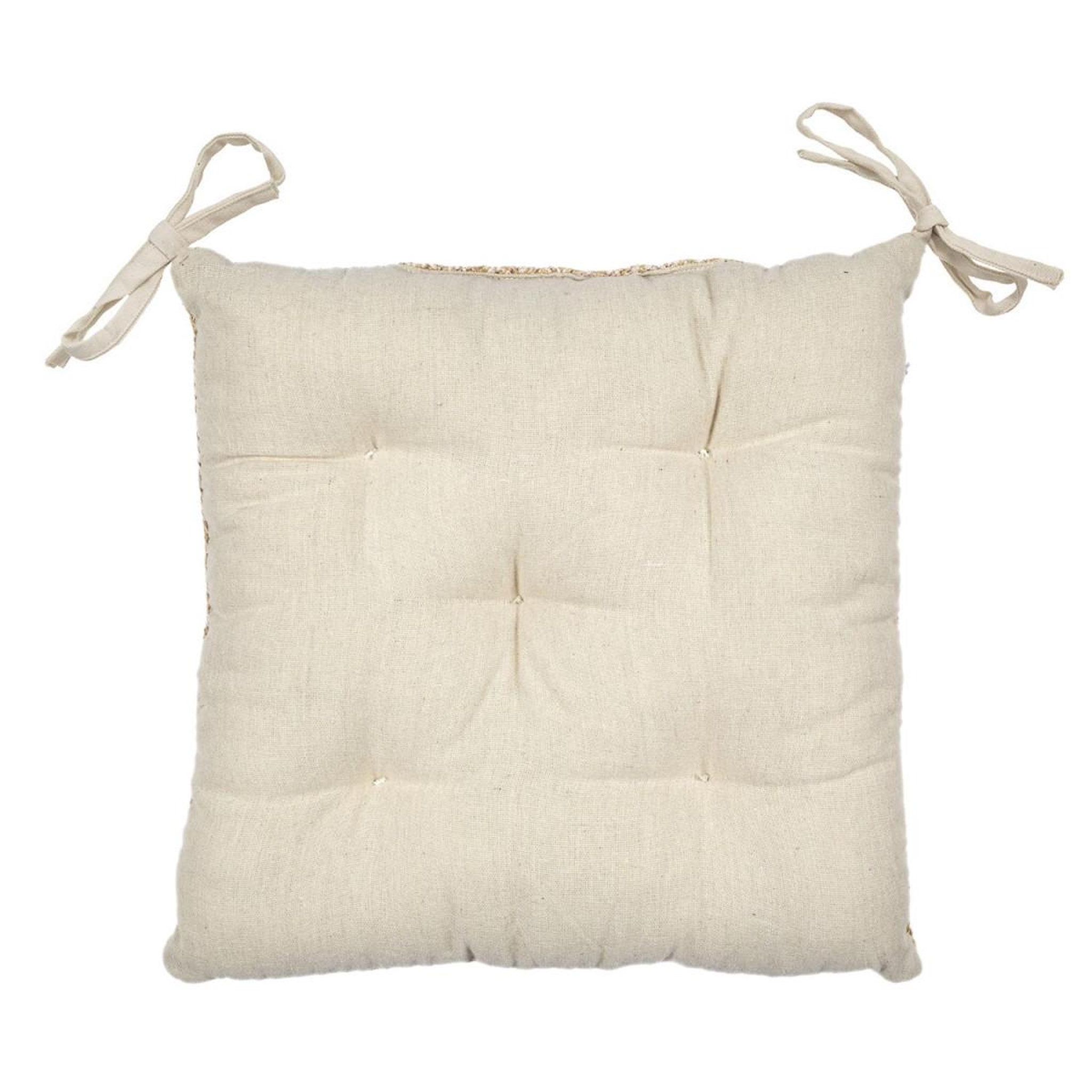 Voir la diapositive 2 : The Home Deco Factory Galette de chaise  réversible  40x40cm naturel