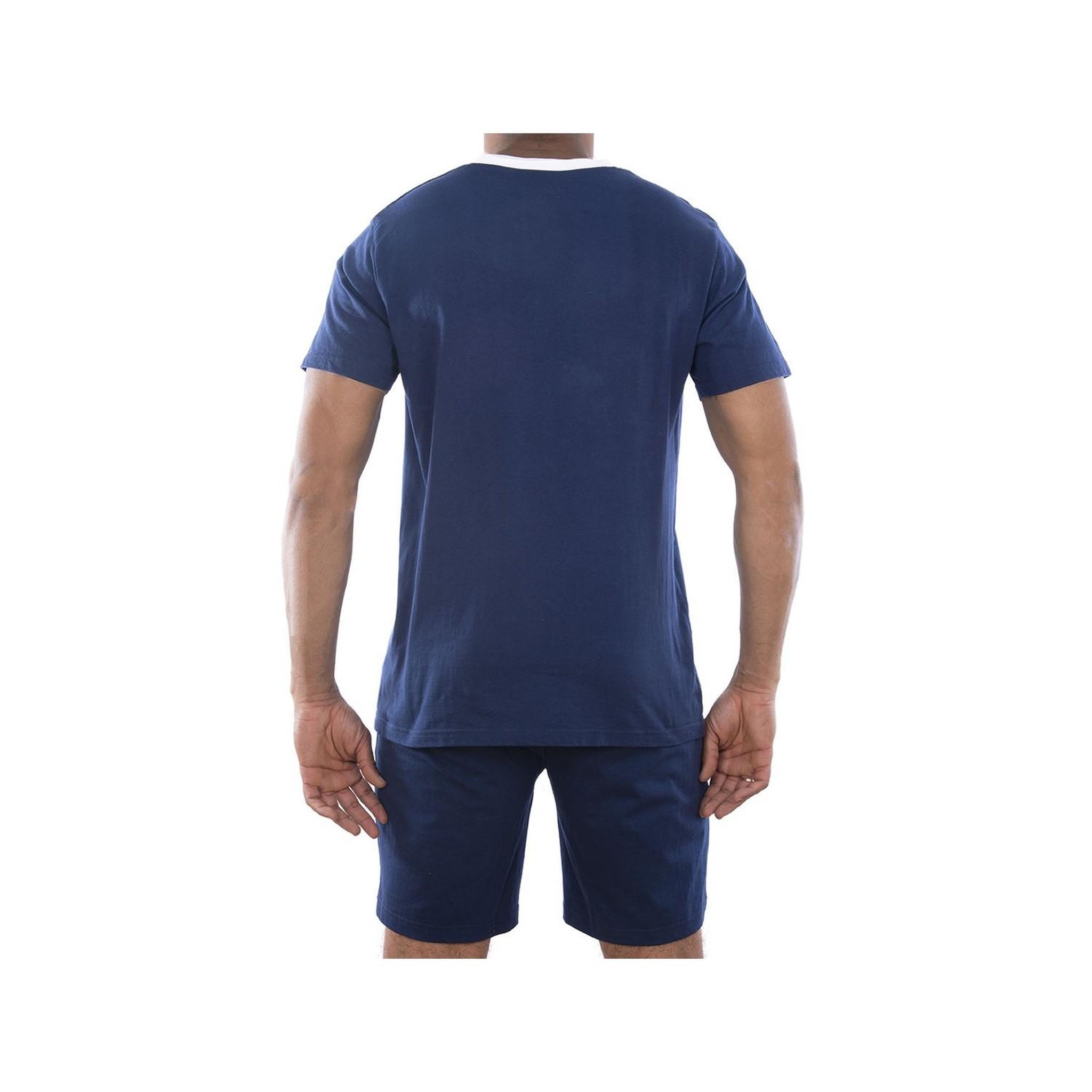 Voir la diapositive 3 : SERGE BLANCO Ensemble homme pyjama court t-shirt col tunisien vintage