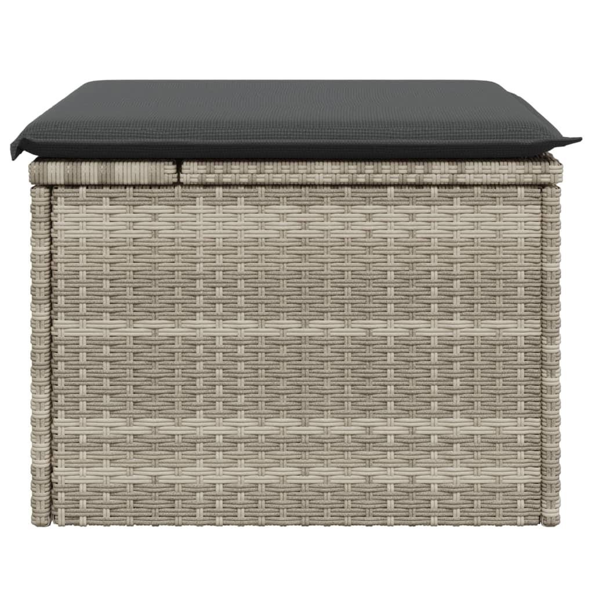 Voir la diapositive 4 : VIDAXL Tabouret de jardin coussin gris clair 55x55x37cm resine tressee