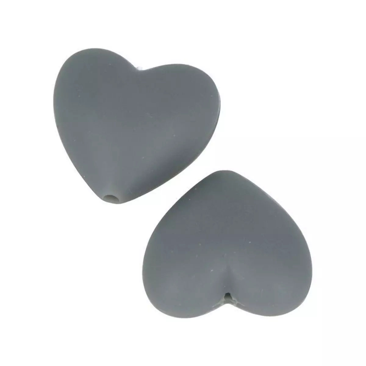 Artemio 2 perles silicone coeur - 29 x 19 x 12 mm - gris