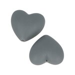 artemio 2 perles silicone coeur - 29 x 19 x 12 mm - gris