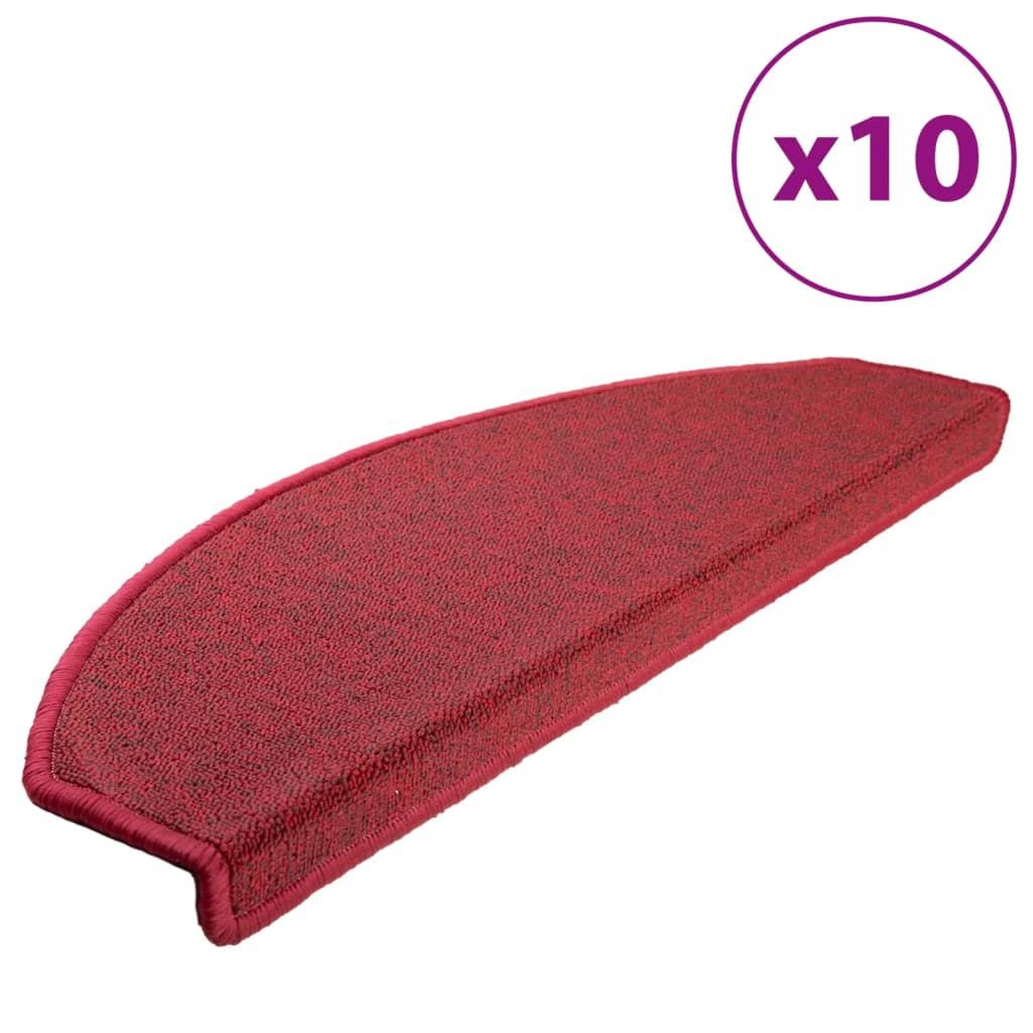 Voir la diapositive 2 : VIDAXL Tapis d'escalier 10 pcs 65x24x4 cm Rouge bordeaux
