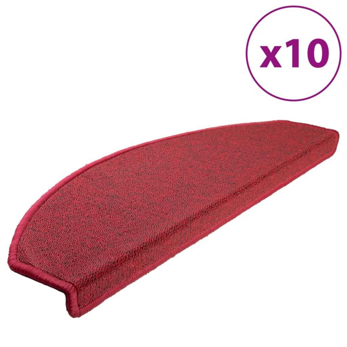 VIDAXL Tapis d'escalier 10 pcs 65x24x4 cm Rouge bordeaux