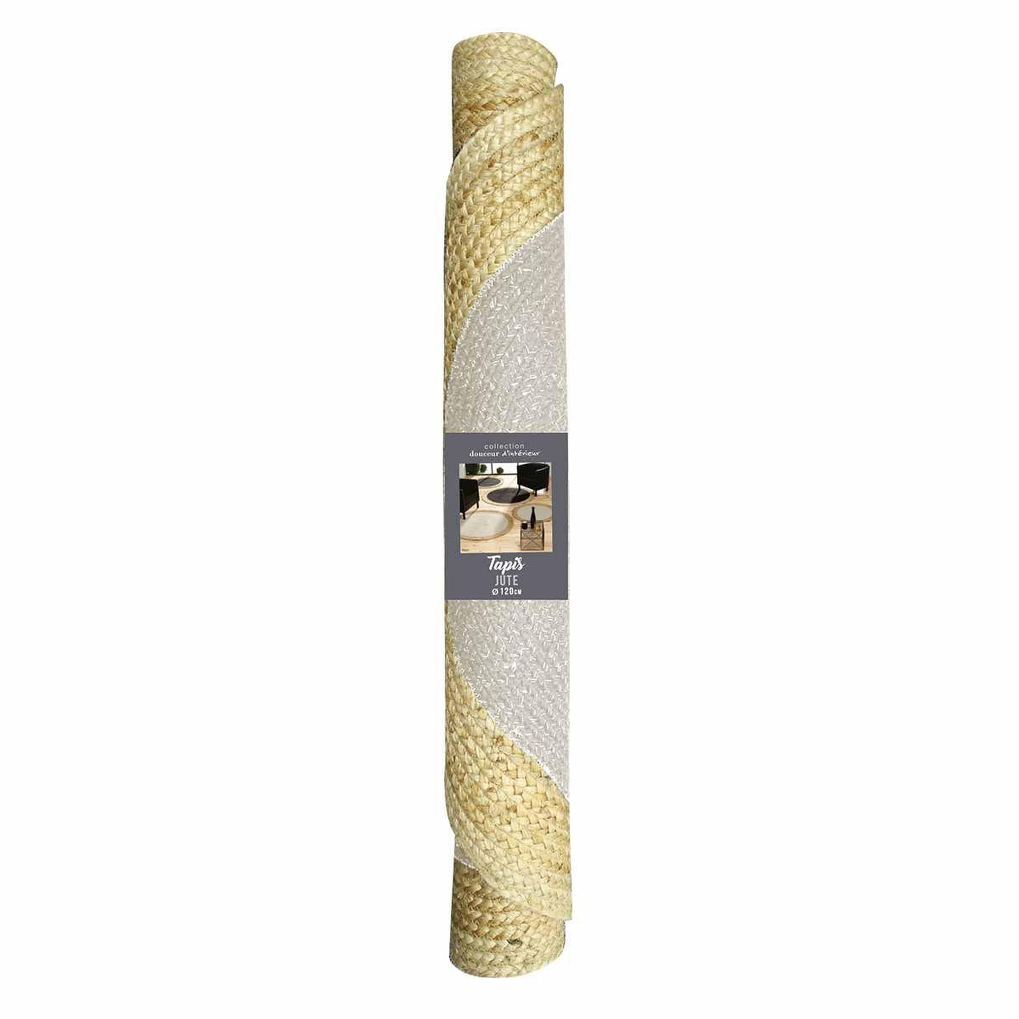 Voir la diapositive 3 : Douceur d'Intérieur Tapis déco rond en jute  mario  120cm naturel & or