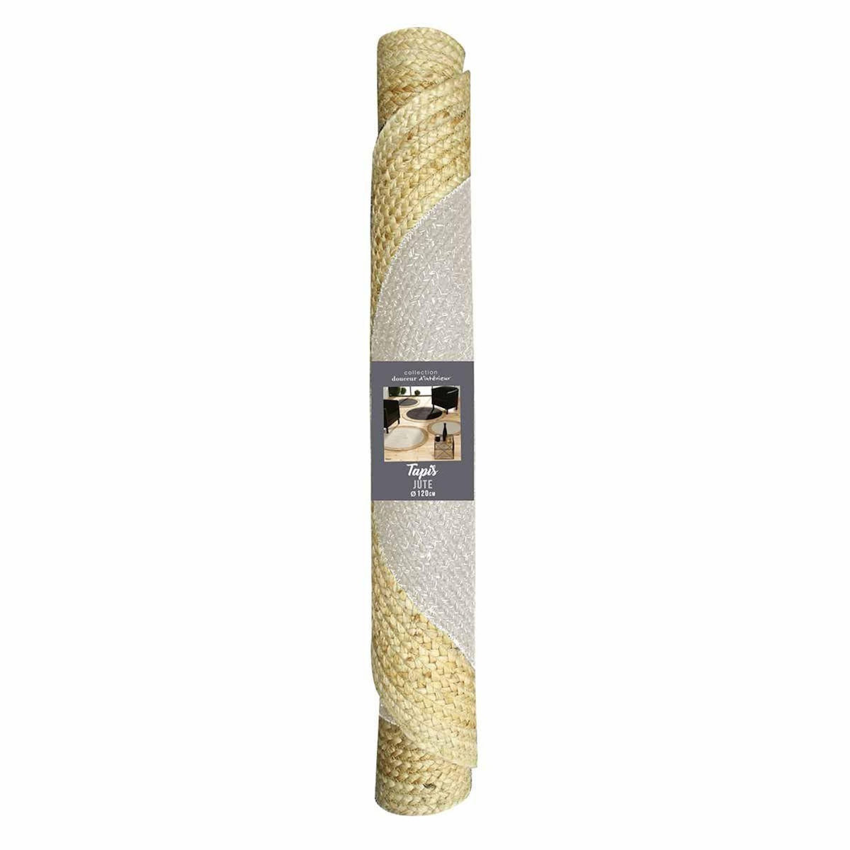 Paris Prix Tapis Déco Rond en Jute  Mario  120cm Naturel & Or