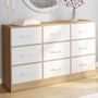 Voir la diapositive 2 : ID MARKET Commode 9 tiroirs en tissu UPPAH 113 cm meuble de rangement bois façon hêtre et blanc