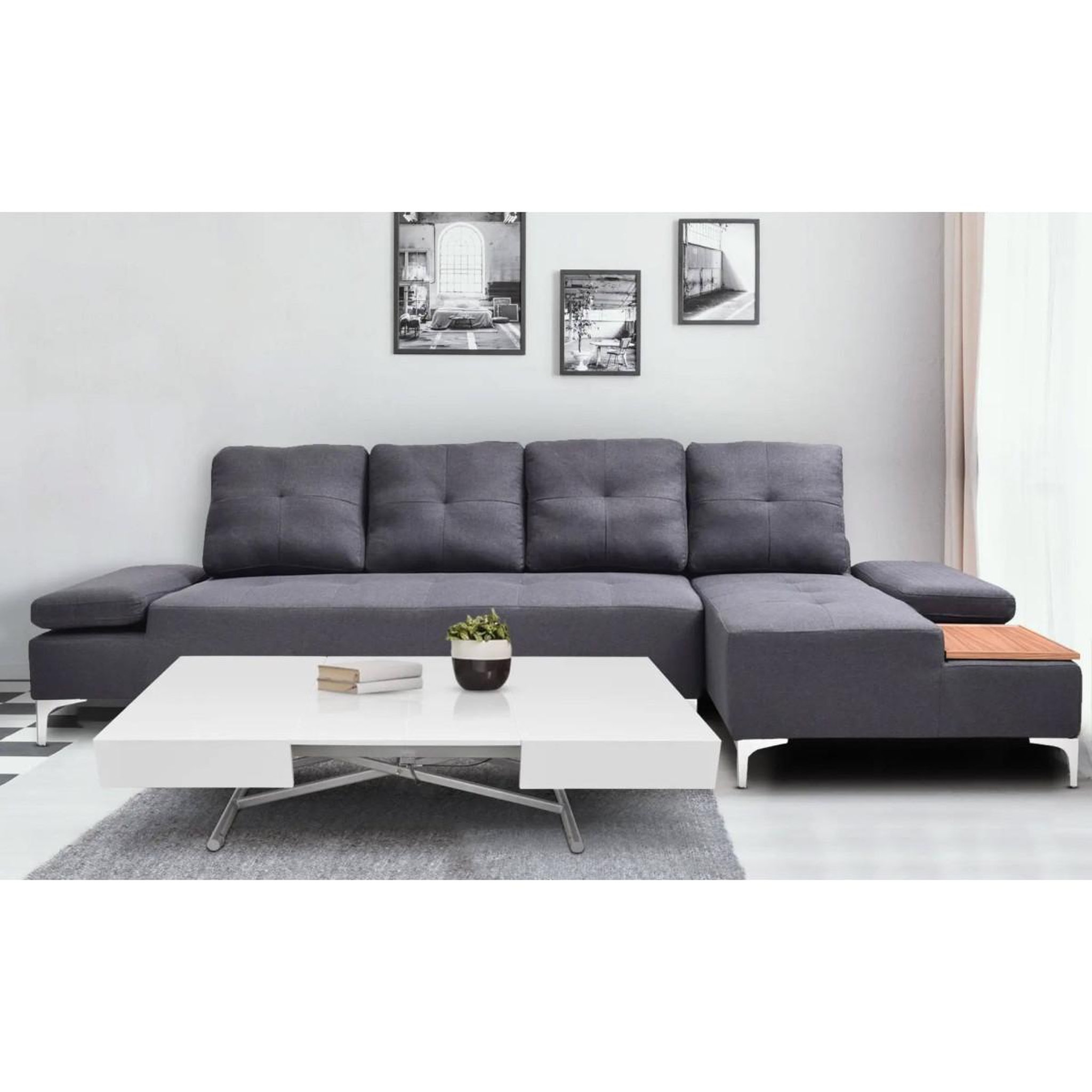 Voir la diapositive 5 : Paris Prix Table basse relevable  lift  120-190cm blanc