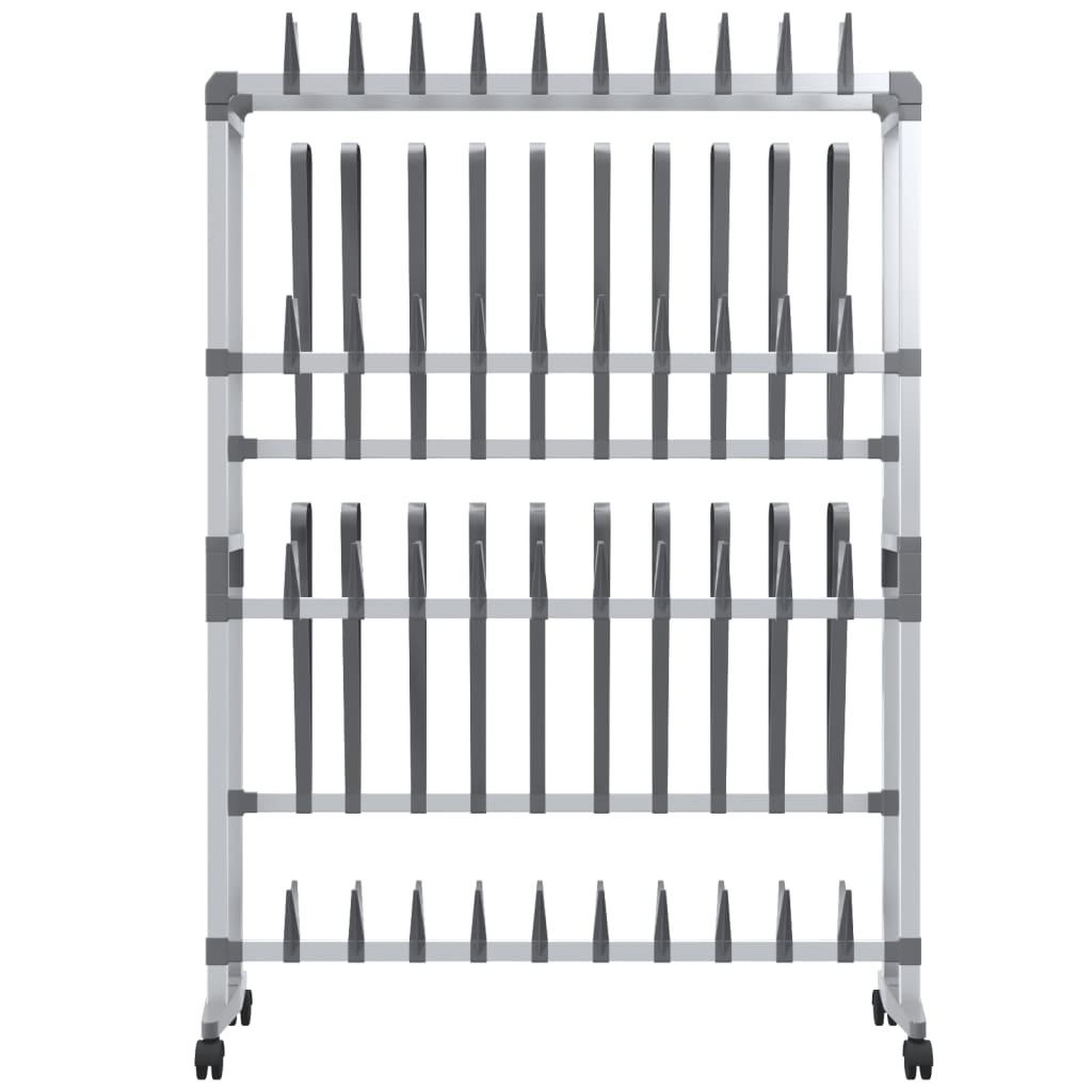 Voir la diapositive 3 : VIDAXL Etagere a chaussures avec roulettes Argente 89x27x120 cm