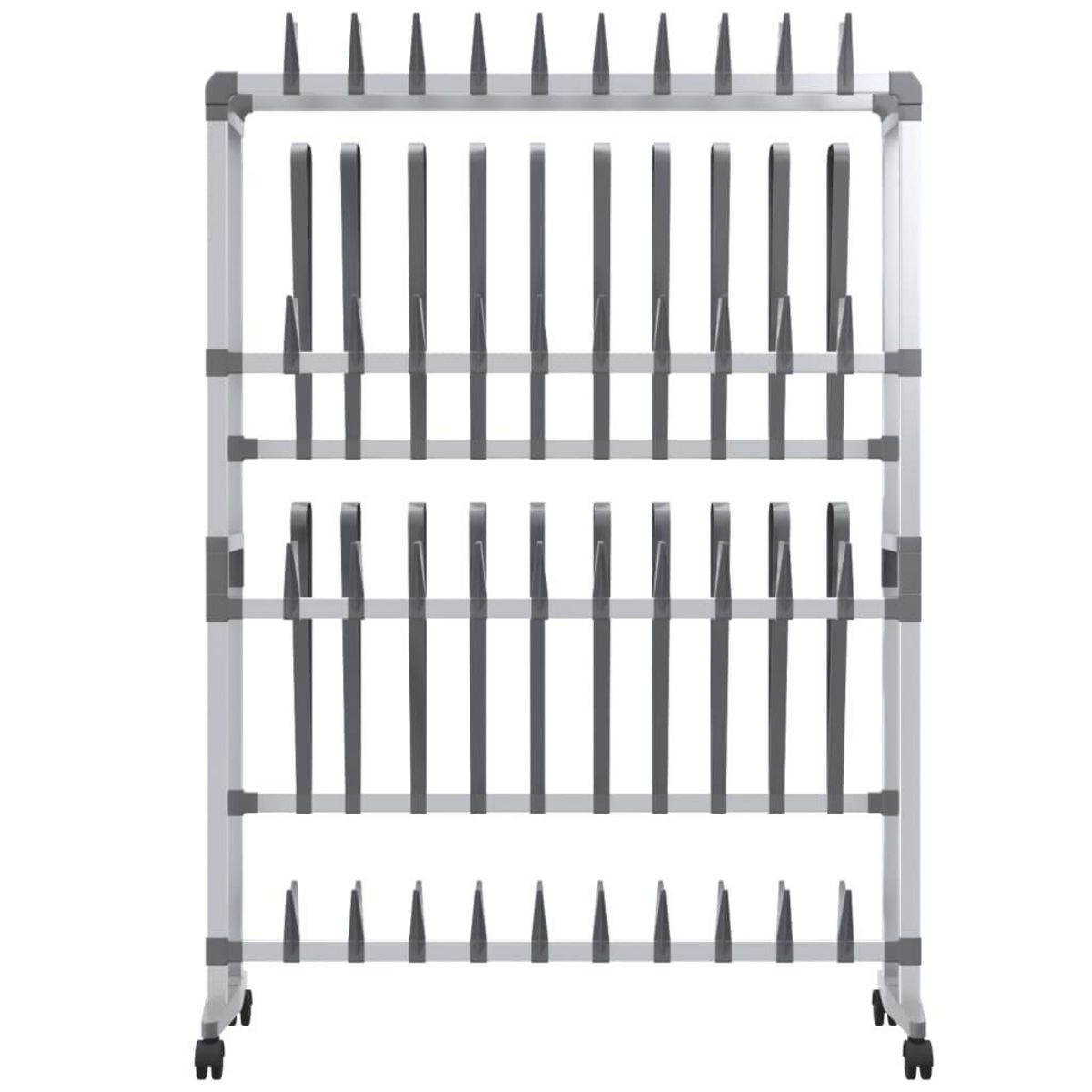 VIDAXL Etagere a chaussures avec roulettes Argente 89x27x120 cm