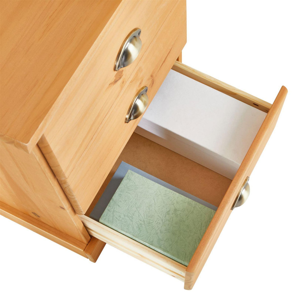 IDIMEX Table de chevet PARIS en pin massif, 3 tiroirs