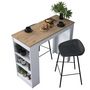 Voir la diapositive 5 : TOILINUX Table de bar avec niches de rangements en bois - Marron et blanc