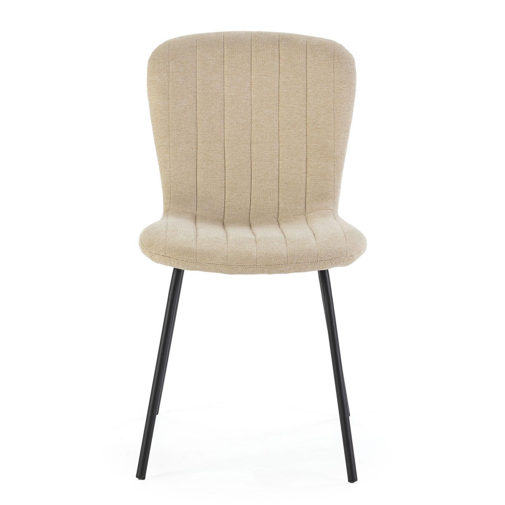 Voir la diapositive 2 : VS VENTA-STOCK Pack 4 chaises Lucky recouvertes de tissu beige