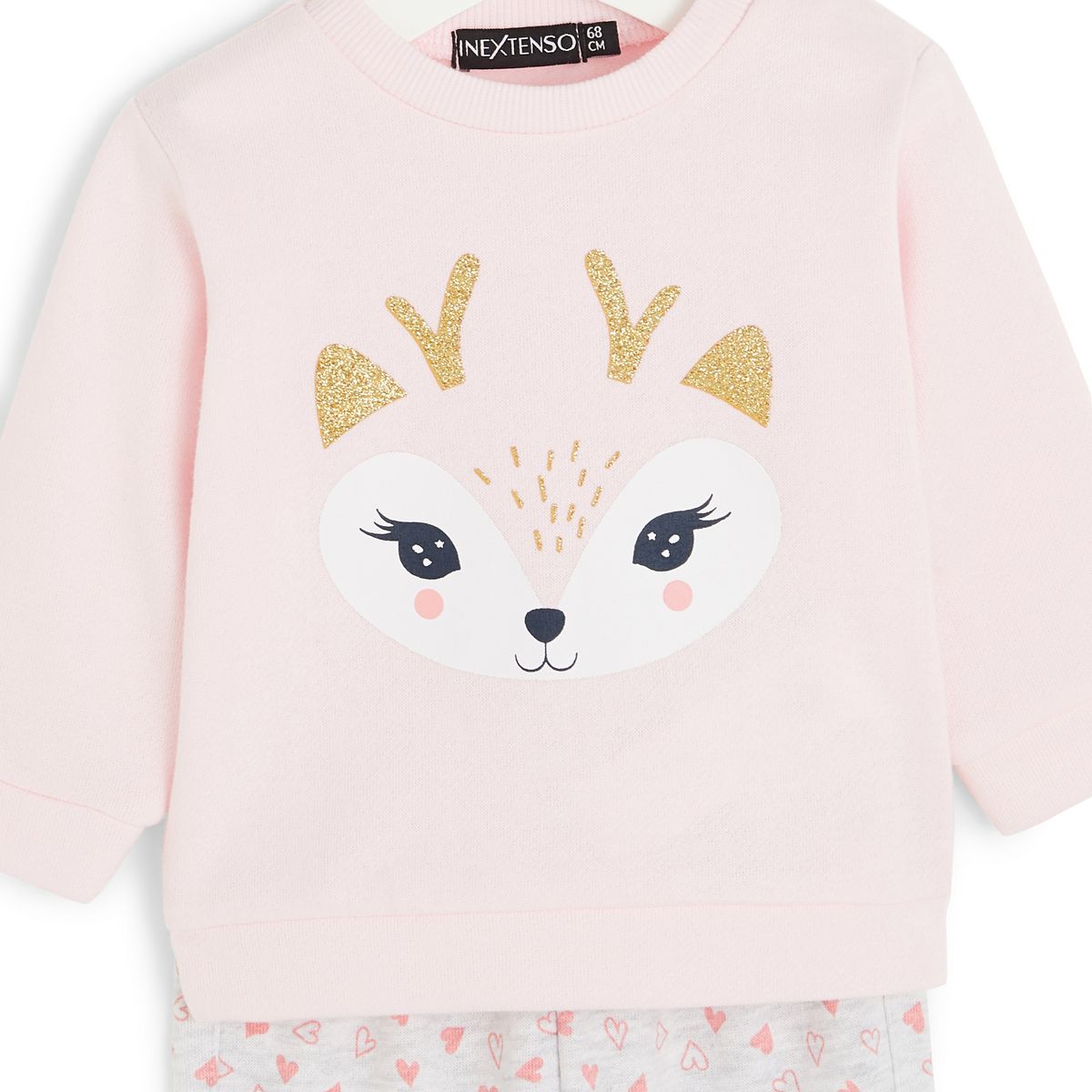 INEXTENSO Ensemble molleton sweat rennes + pantalon coeurs bébé fille