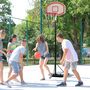 Voir la diapositive 2 : HOMCOM Panier de Basket-Ball sur pied avec poteau panneau, base de lestage sur roulettes hauteur réglable 2,1 - 2,5 m noir blanc