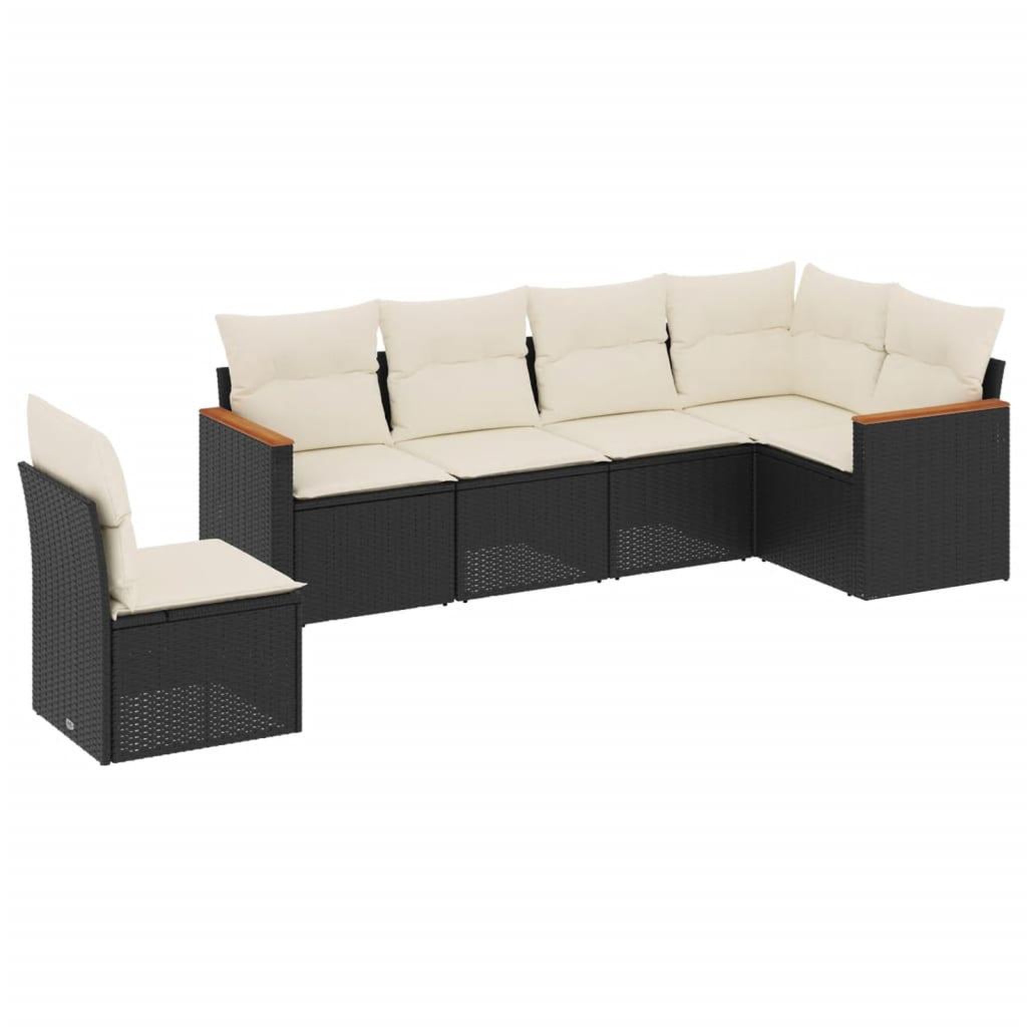 Voir la diapositive 2 : VIDAXL Salon de jardin 6 pcs avec coussins noir resine tressee