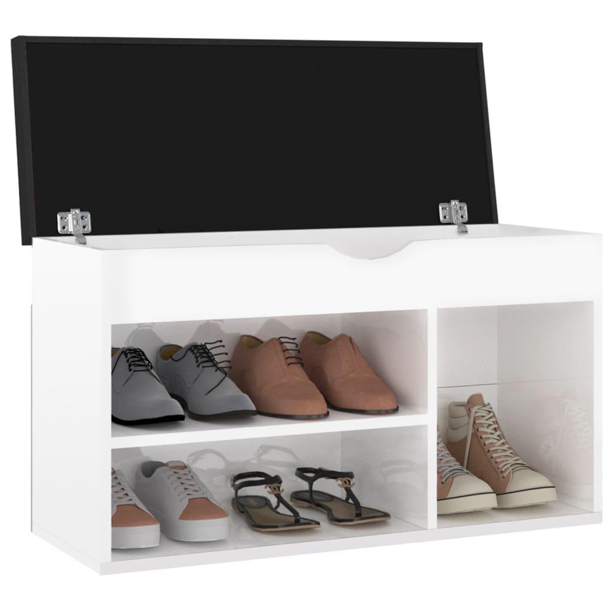 Voir la diapositive 3 : VIDAXL Banc a chaussures coussin Blanc brillant 80x30x47 cm Agglomere