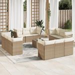 VIDAXL Salon de jardin avec coussins 13 pcs beige resine tressee