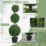 Voir la diapositive 4 : HOMCOM Lot de 2 buis artificiels topiaires en forme de boules x 3 dim. Ø30 x 101H cm avec pots