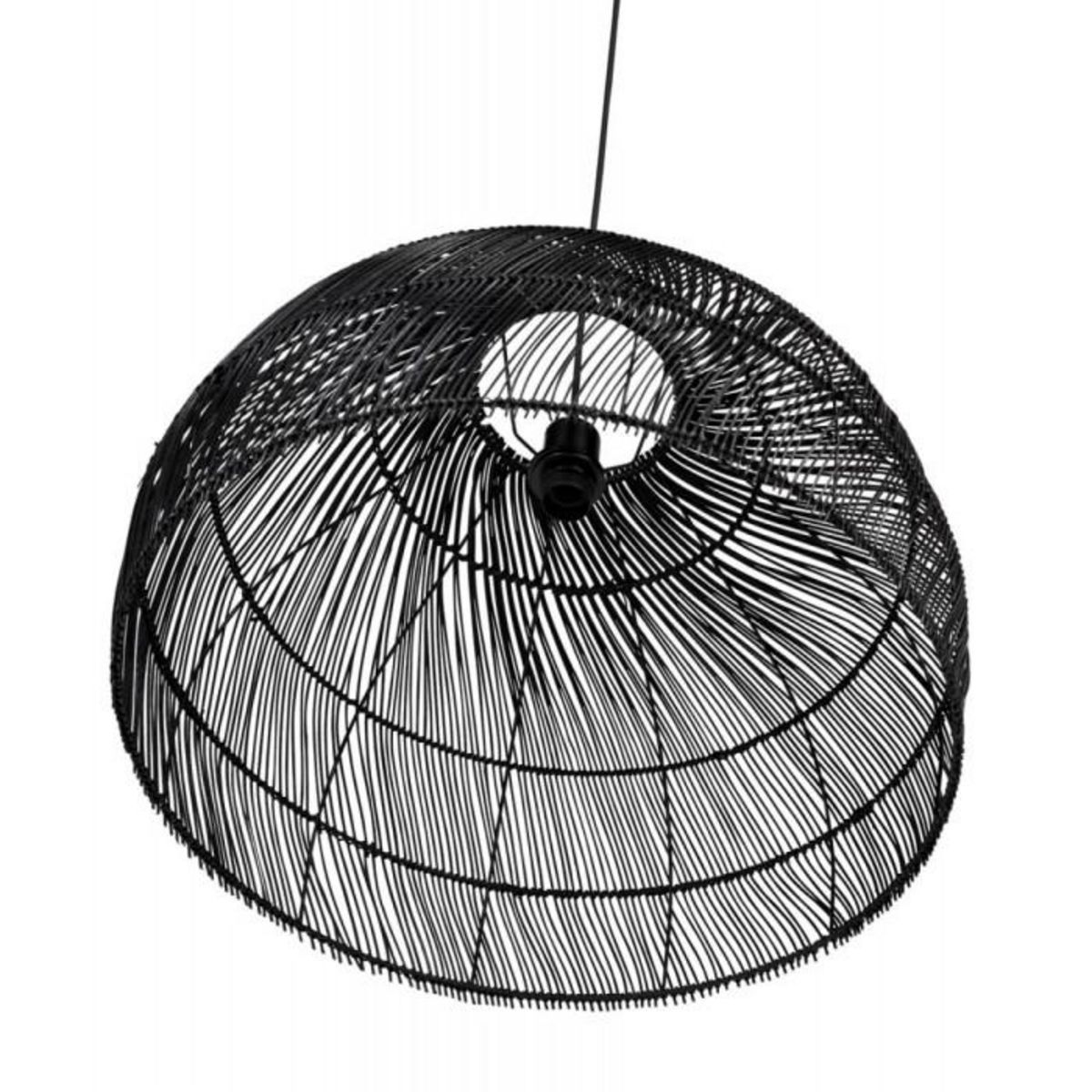 Paris Prix Lampe Suspension en Rotin  Eunice  60cm Noir