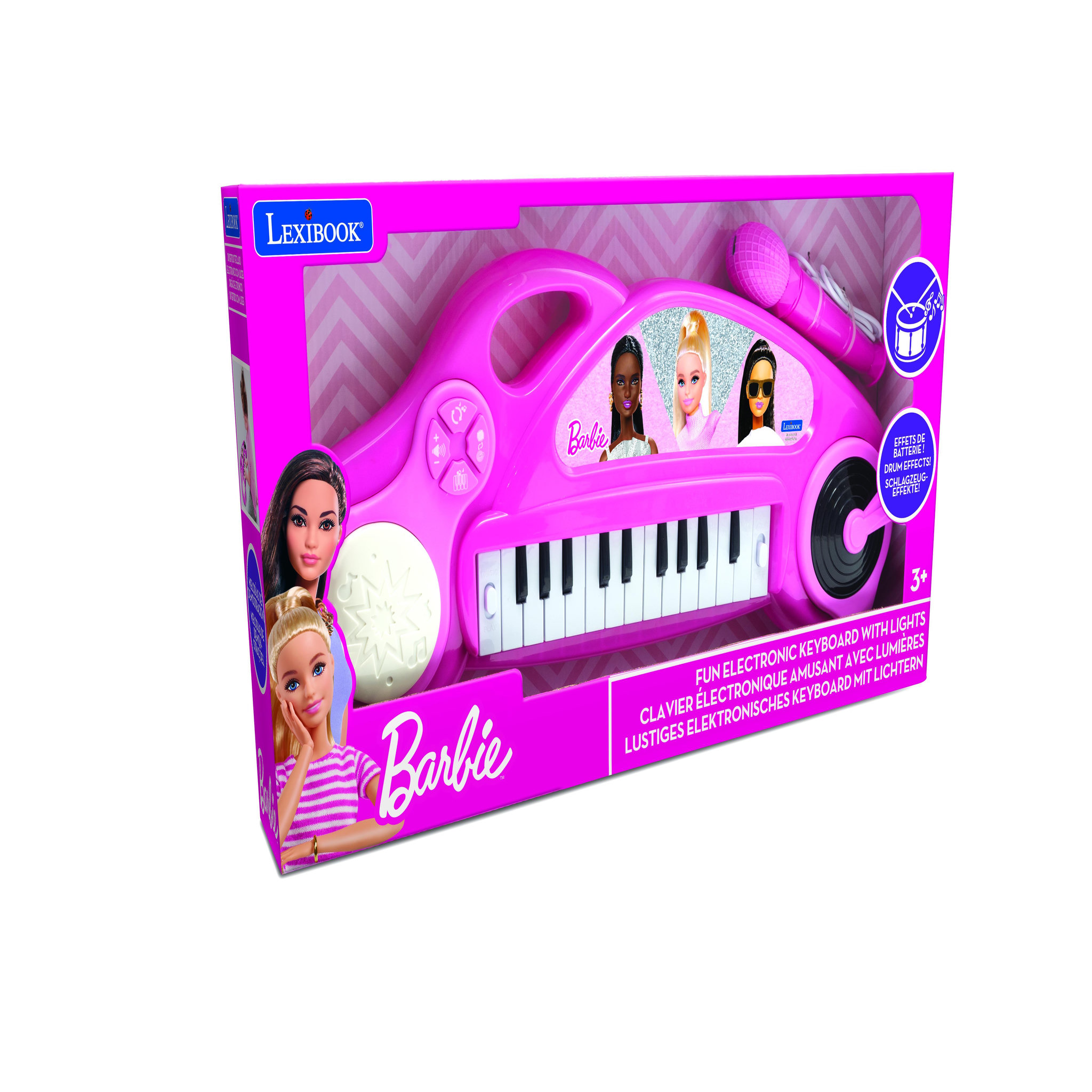 Voir la diapositive 3 : Lexibook Piano électronique Barbie avec effets lumineux et microphone