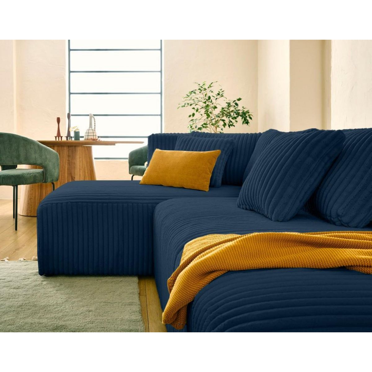 LISA DESIGN Victoire - canapé modulable d'angle gauche 4 places en velours côtelé grosses côtes