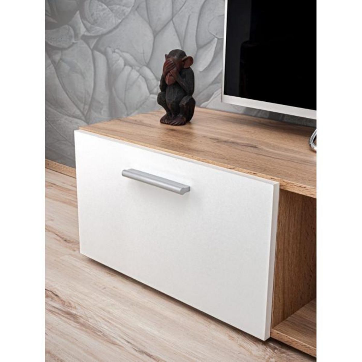 Paris Prix Ensemble Meuble TV Design  Eko  190cm Naturel & Blanc