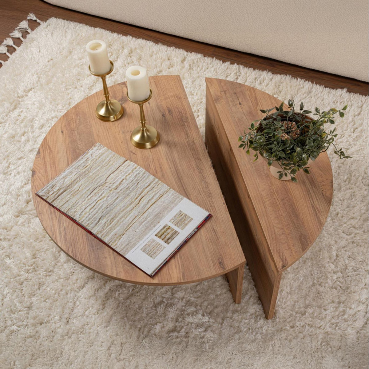 CONCEPT USINE Table basse ronde podium pin atlantique 90cm POUL