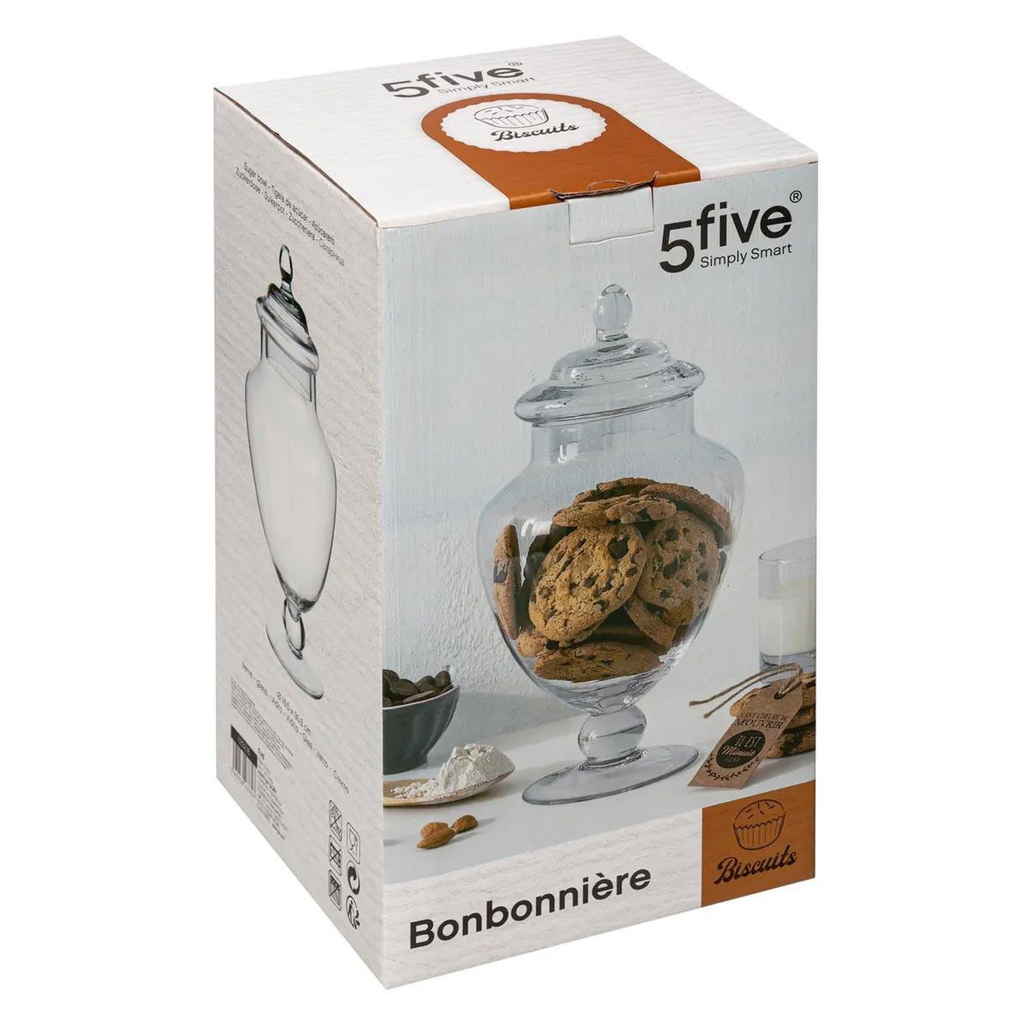 Voir la diapositive 2 : FIVE Bonbonnière sur pied en verre  elma  30cm transparent