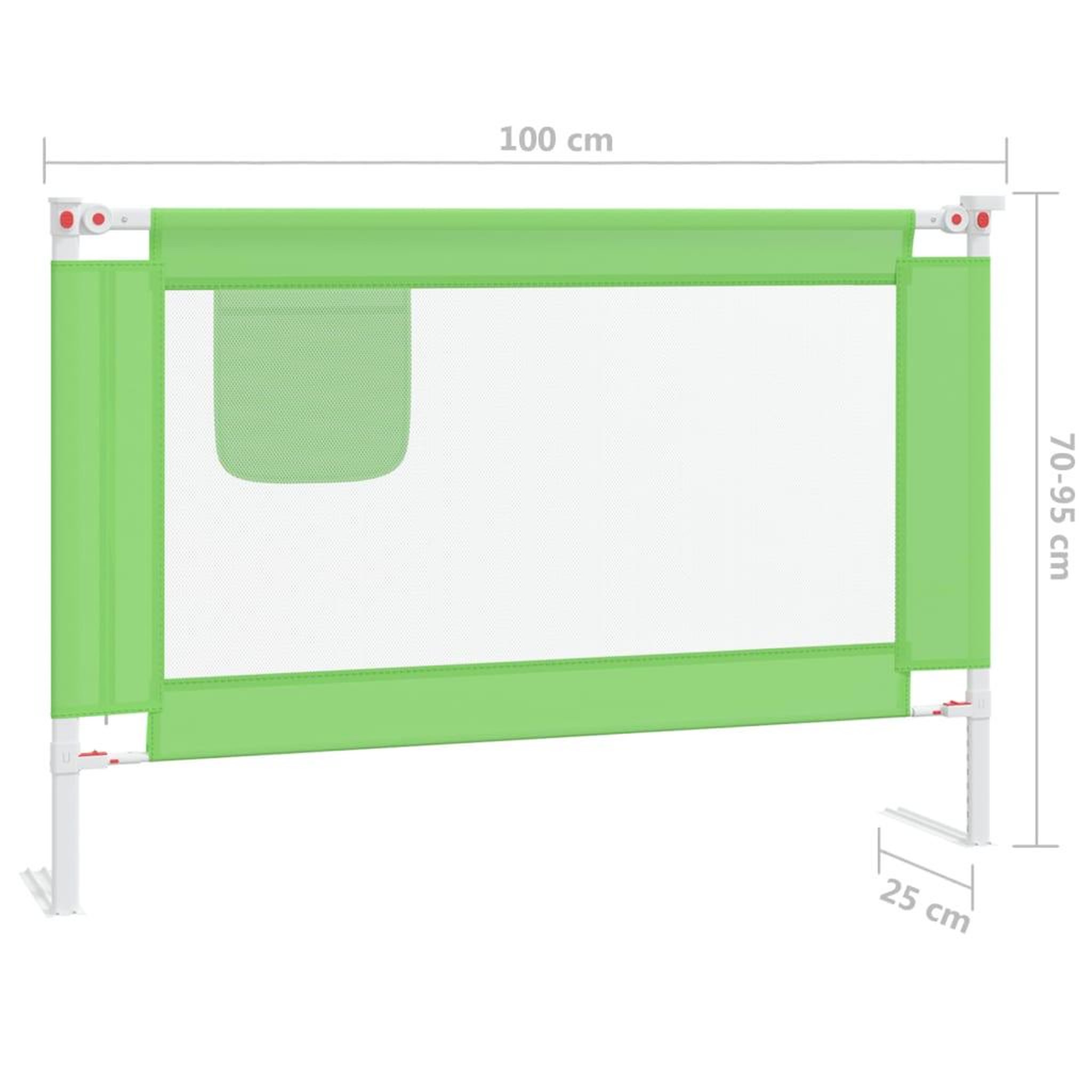 Voir la diapositive 6 : VIDAXL Barriere de securite de lit d'enfant Vert 100x25 cm Tissu