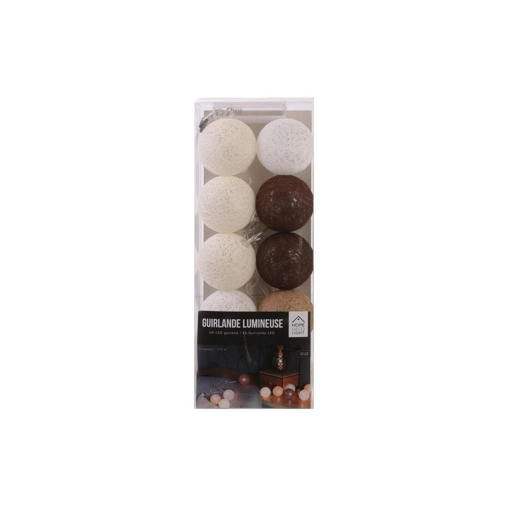 Voir la diapositive 2 : The Home Deco Factory Guirlande lumineuse à led  10 boules  175cm marron