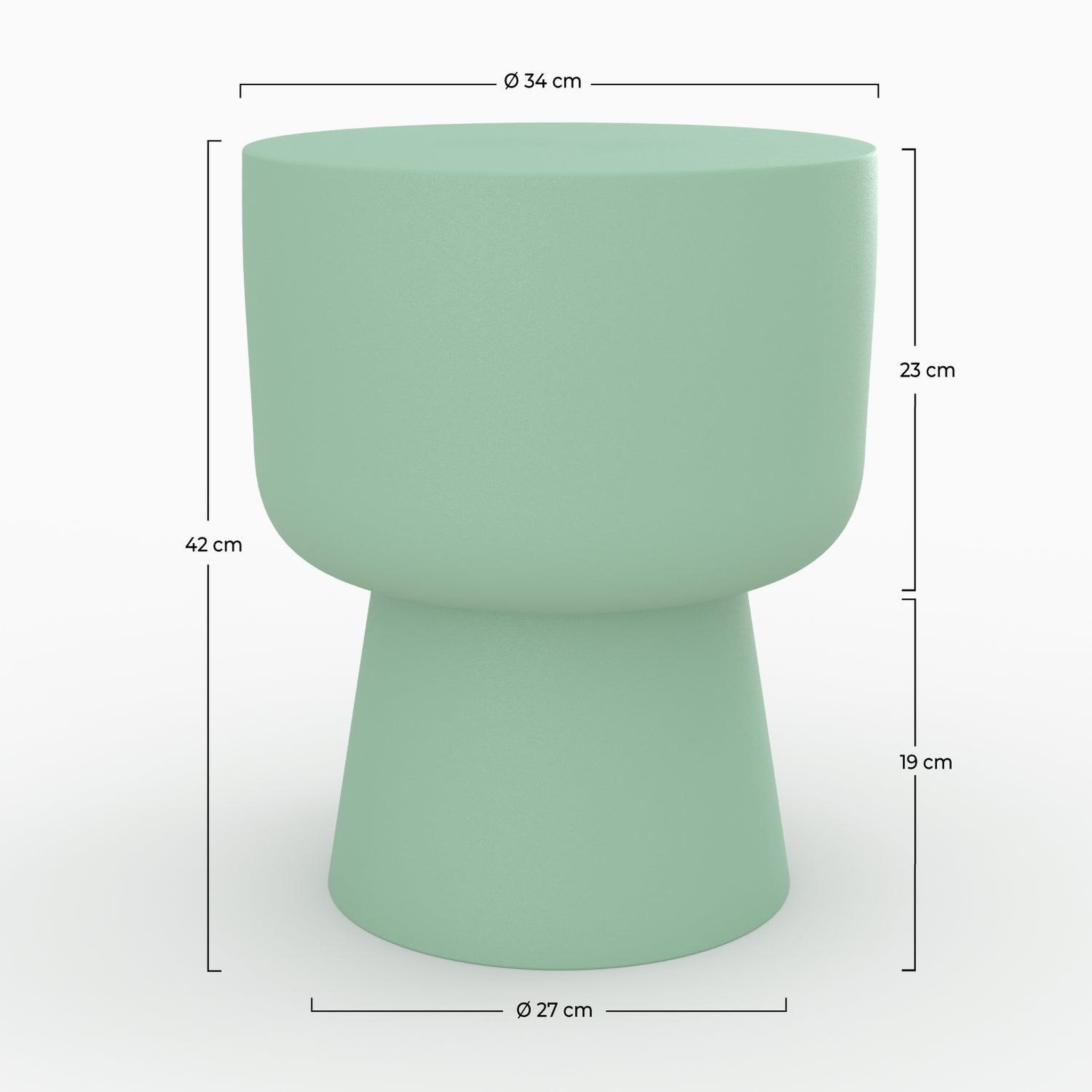 Voir la diapositive 4 : MAISON PAVANE Table d'appoint ronde en métal vert d34 cm-prisca