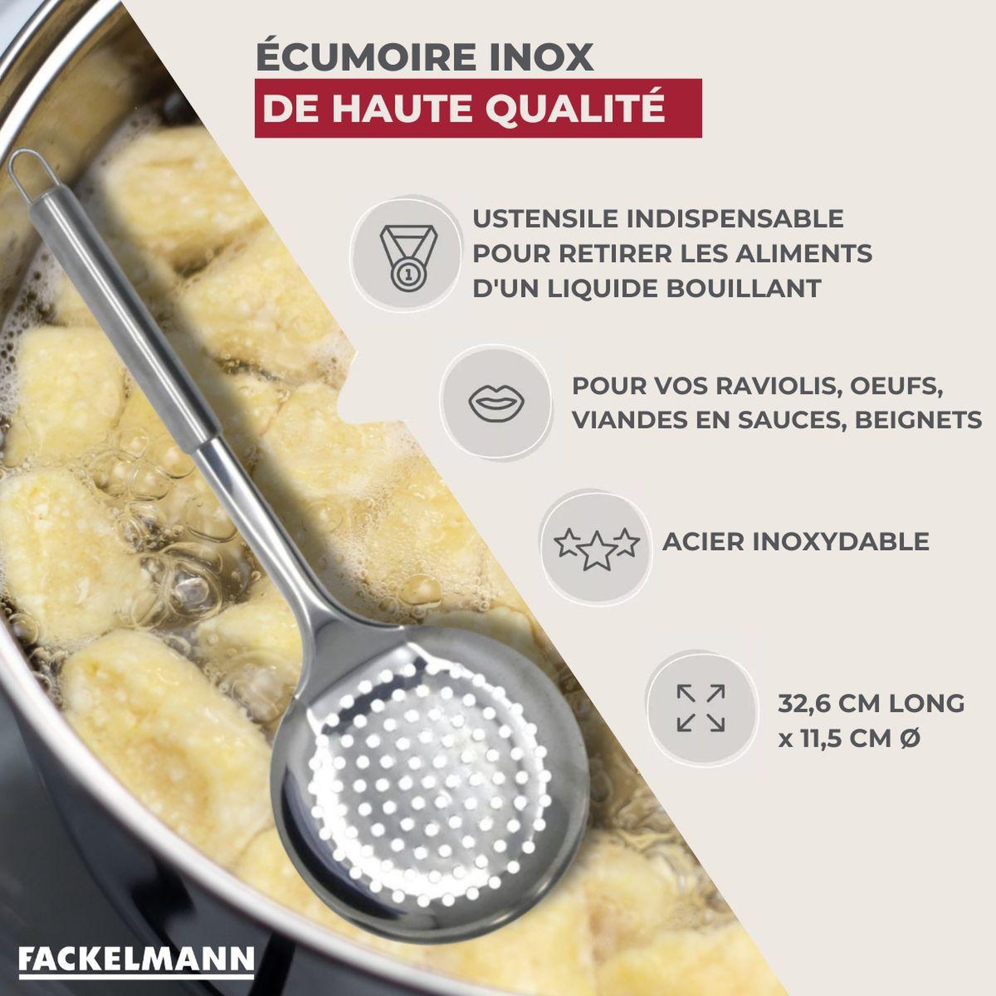 Voir la diapositive 3 : Fackelmann Ecumoire fackelmann 32 cm elemental