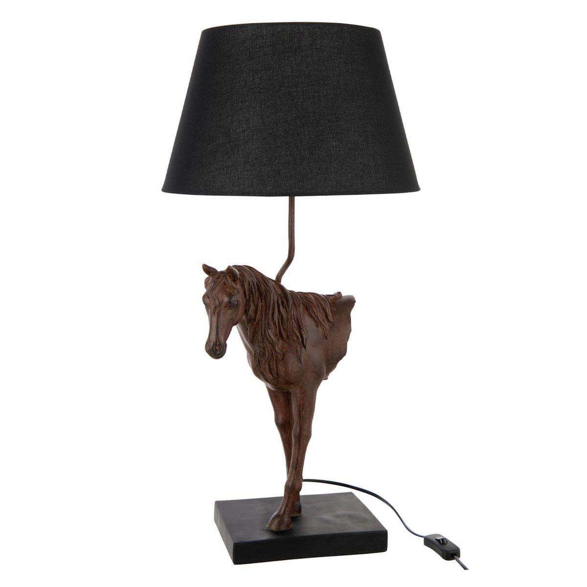 Paris Prix Lampe à Poser Cheval Face  Ronny  70cm Marron Foncé