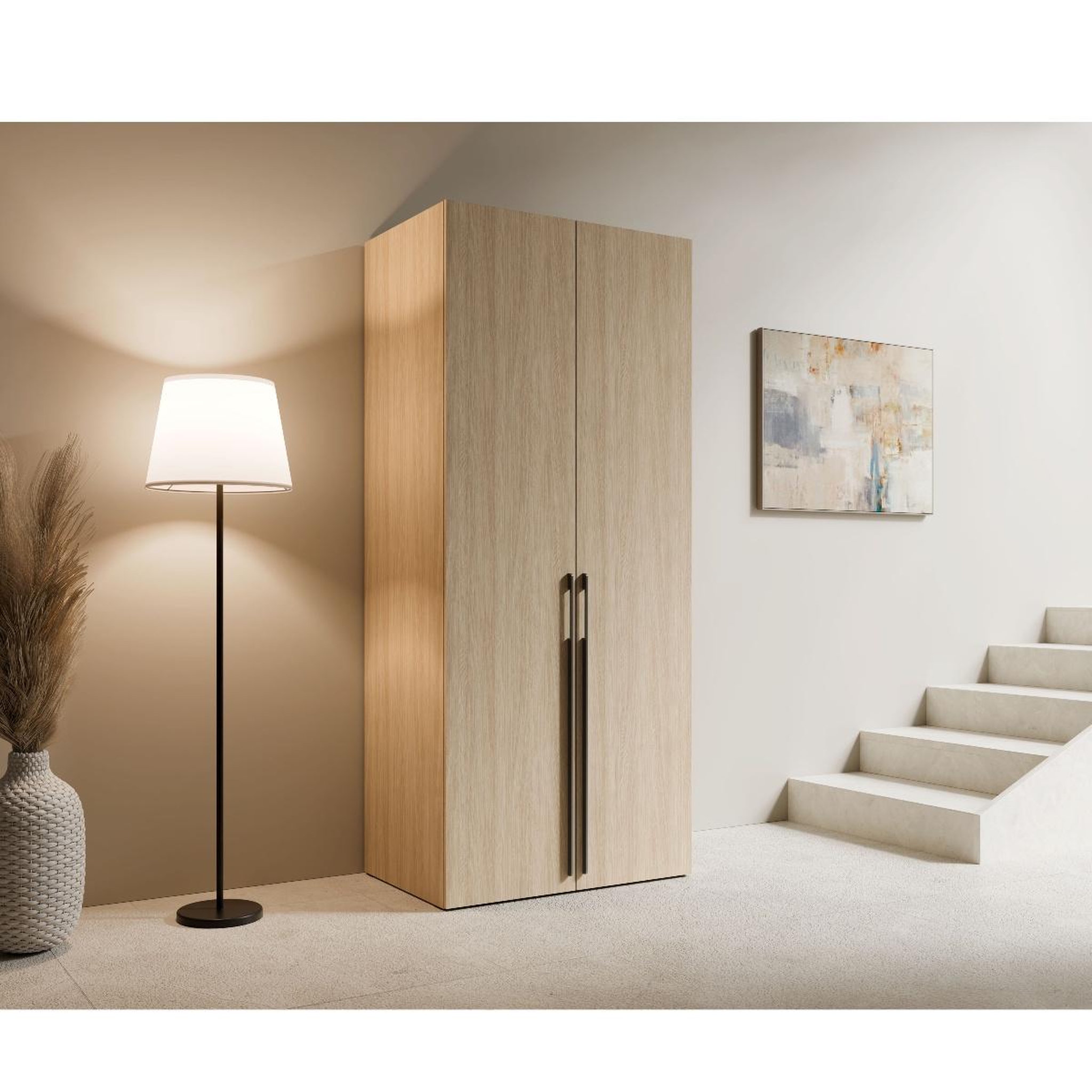 Voir la diapositive 2 : JLC KREATION Armoire moderne en bois 2 portes 90cm orelia