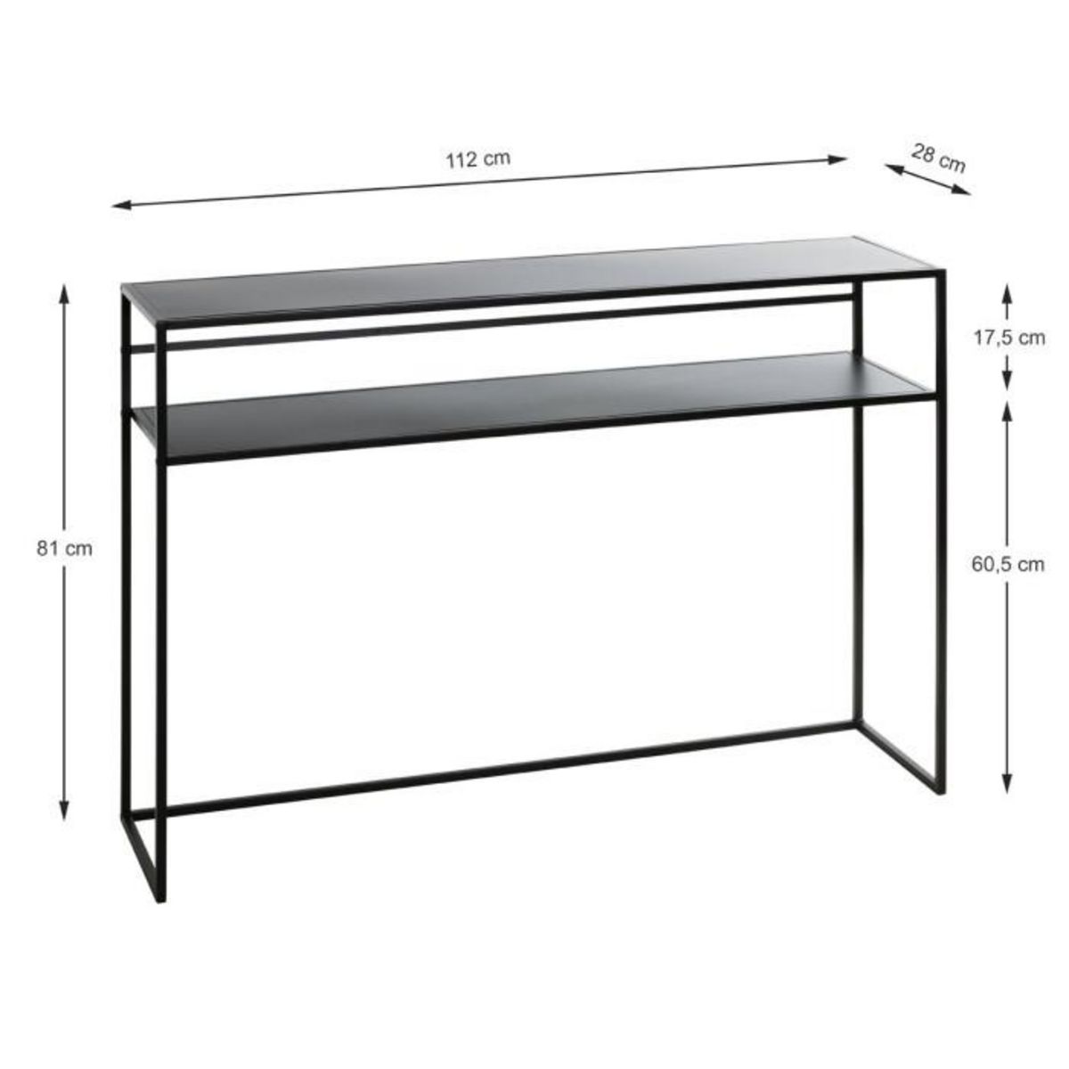 Paris Prix Console Design en Métal  Mino  112cm Noir Laqué
