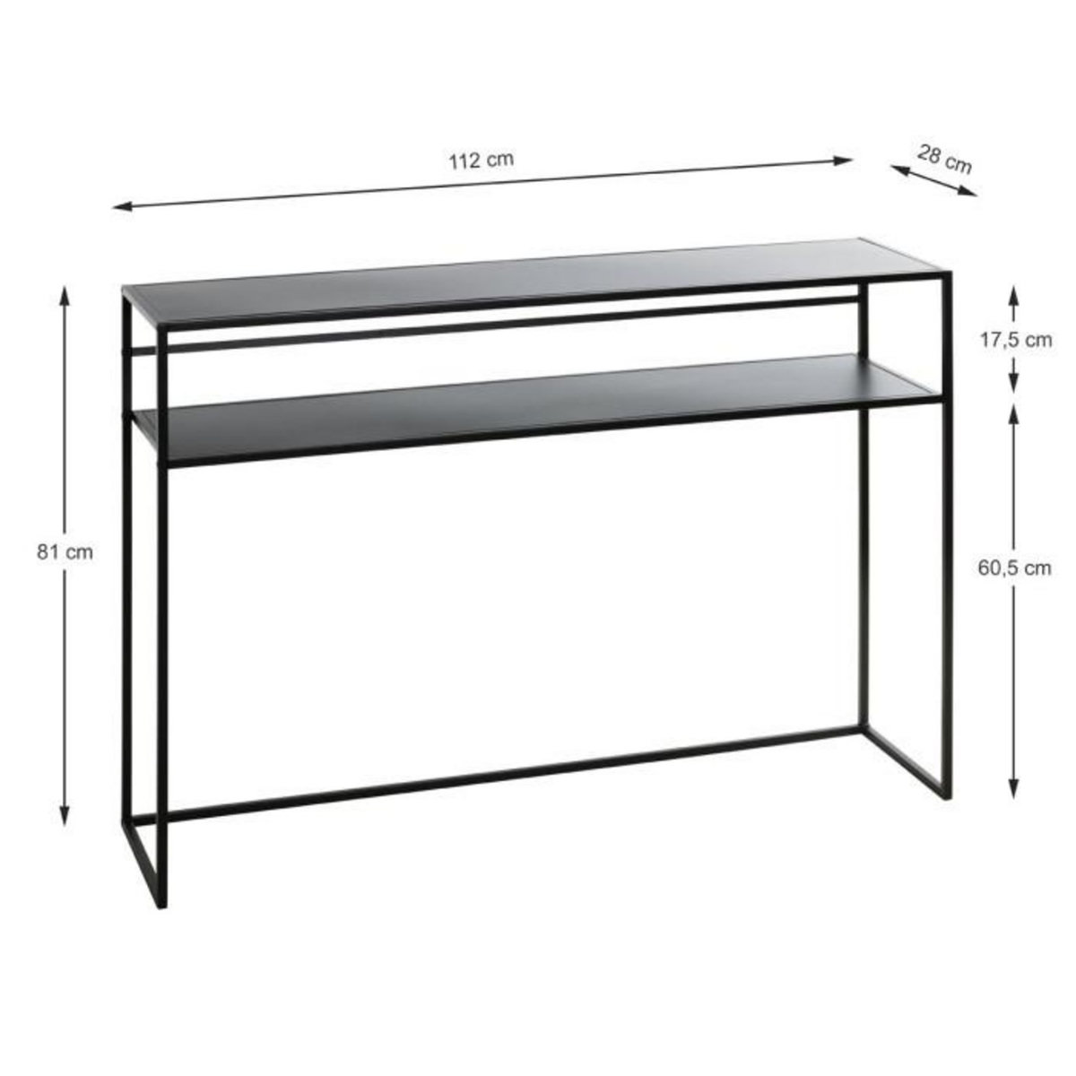 Paris Prix Console Design en Métal  Mino  112cm Noir Laqué