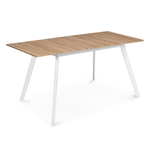 ID MARKET Table scandinave extensible rectangle INGA 4-8 personnes plateau bois pieds blancs 120-160 cm