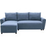 Voir la diapositive 1 : MARKET24 Canapé d'angle convertible 3-4 places STEWART - Tissu bleu - L224 x H85 x P155 cm