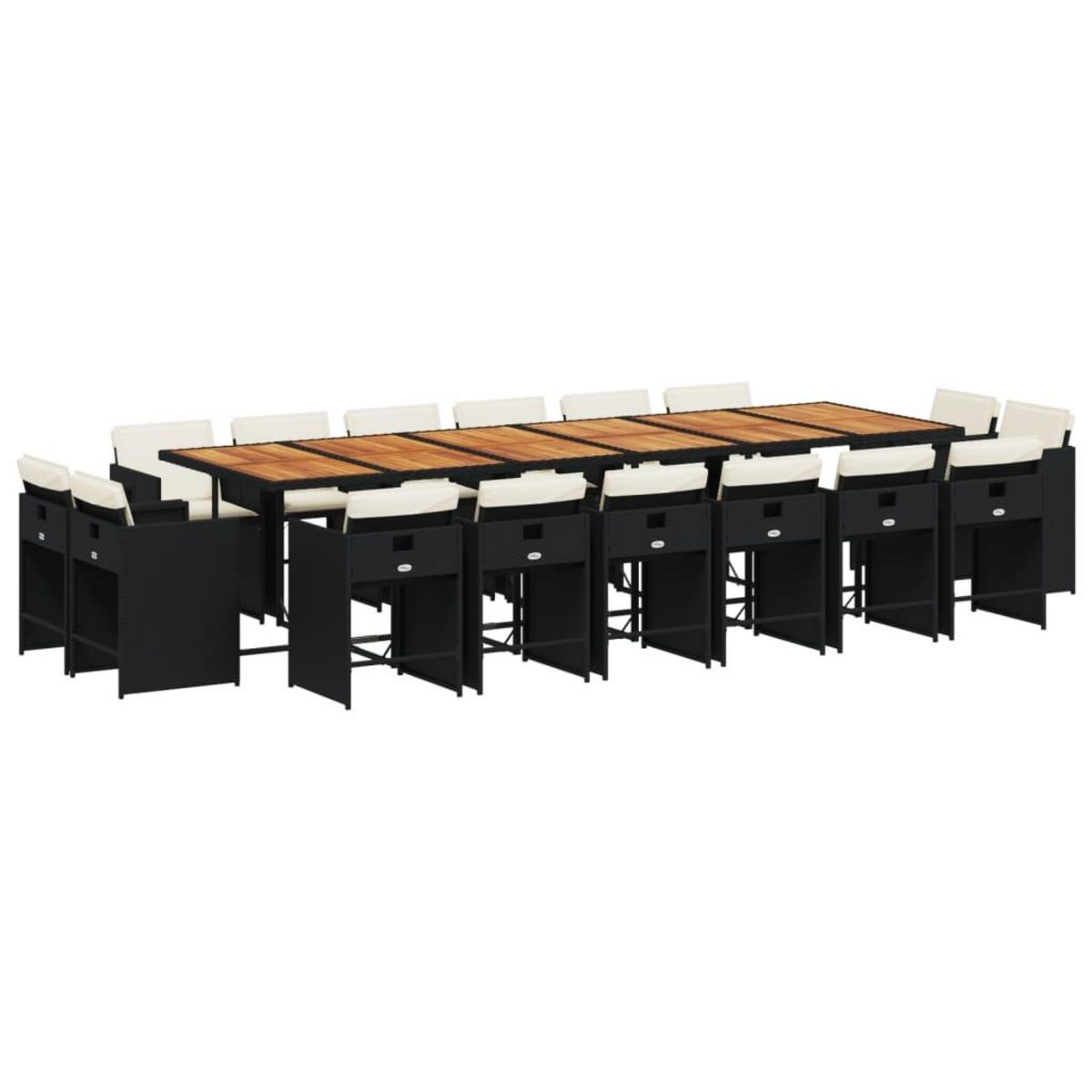 VIDAXL Ensemble a manger de jardin 17 pcs coussins noir resine tressee