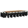 Voir la diapositive 2 : VIDAXL Ensemble a manger de jardin 17 pcs coussins noir resine tressee