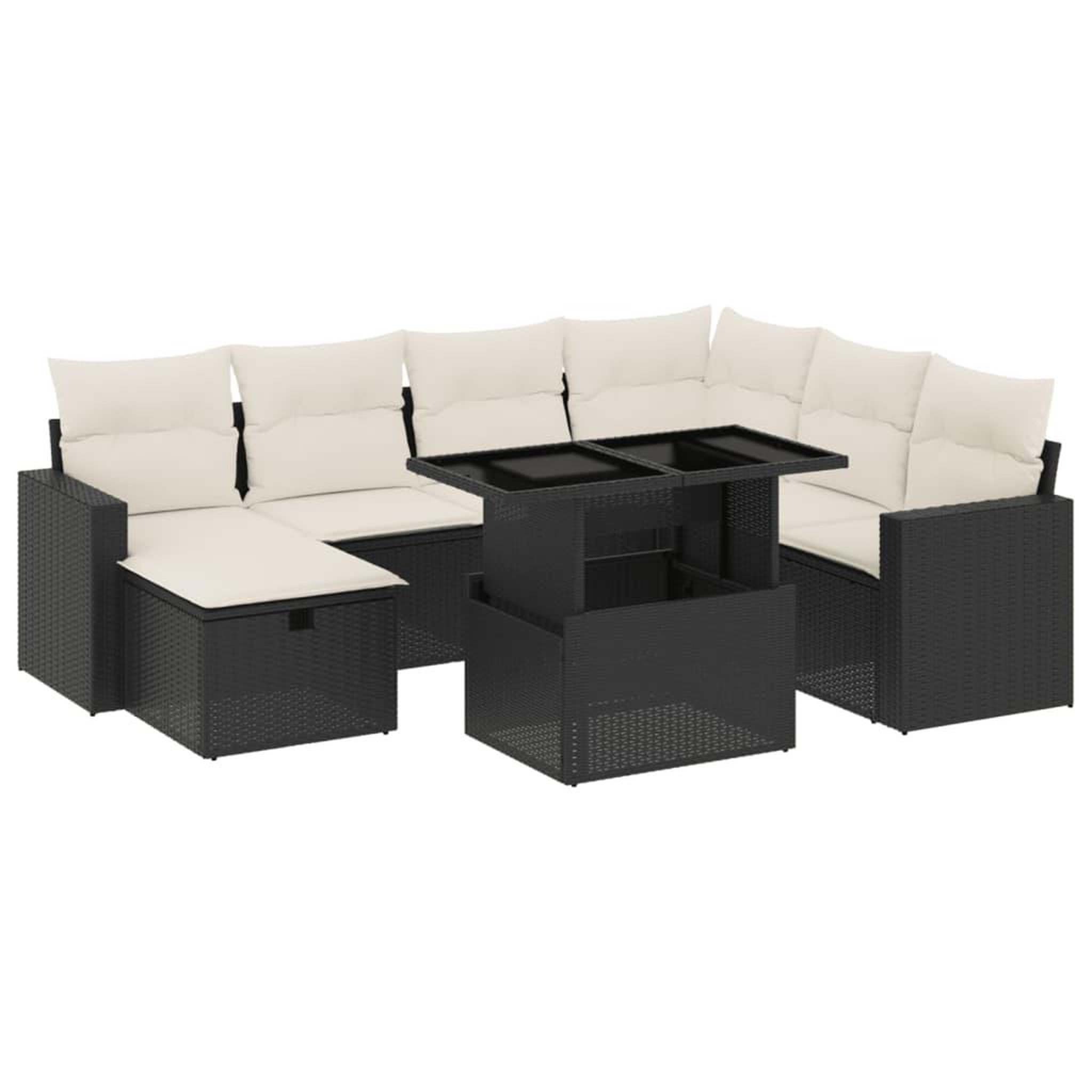 Voir la diapositive 2 : VIDAXL Salon de jardin 8 pcs avec coussins noir resine tressee