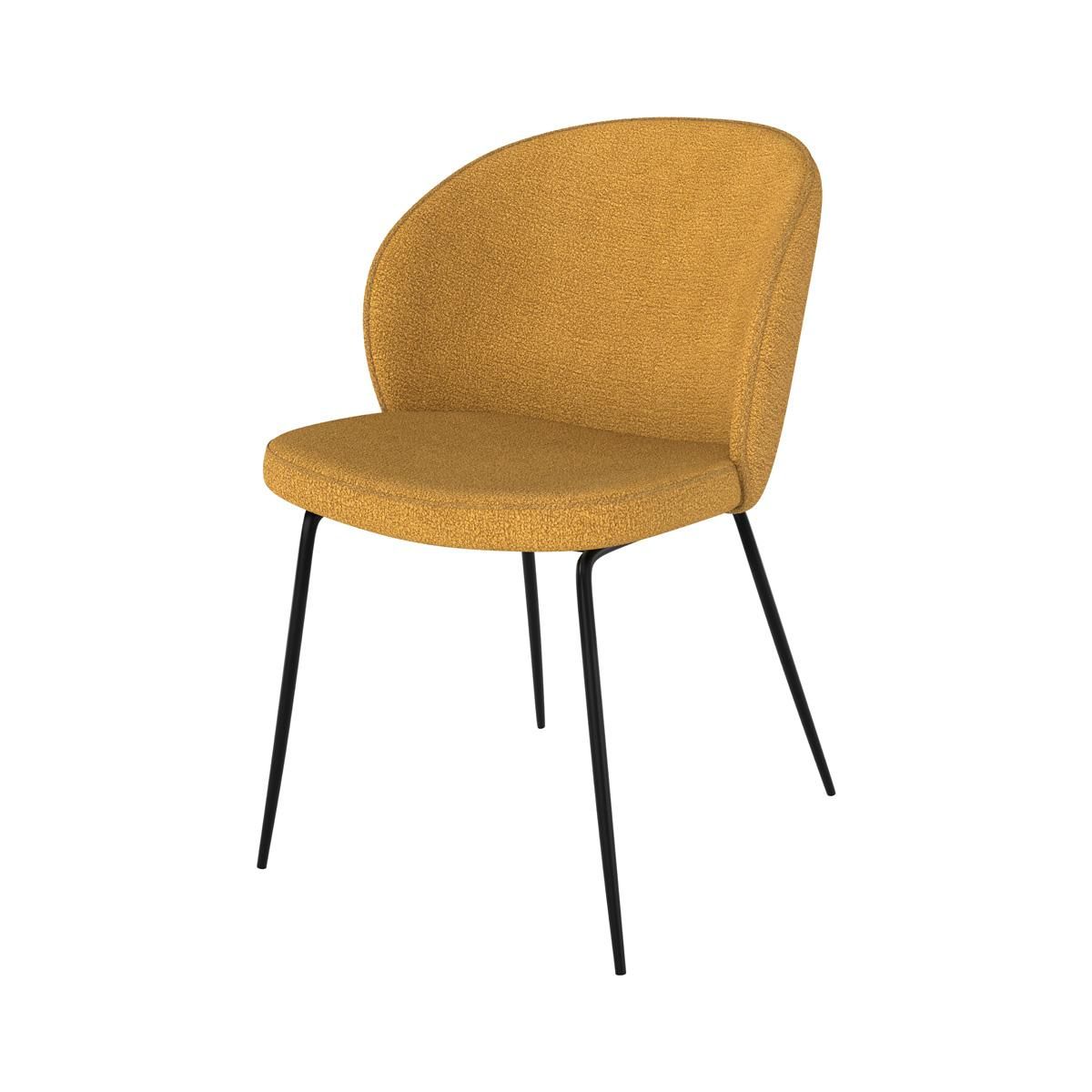 Rendez vous déco Lot de 2 chaises jaunes en tissu bouclette et pied en métal - Groom