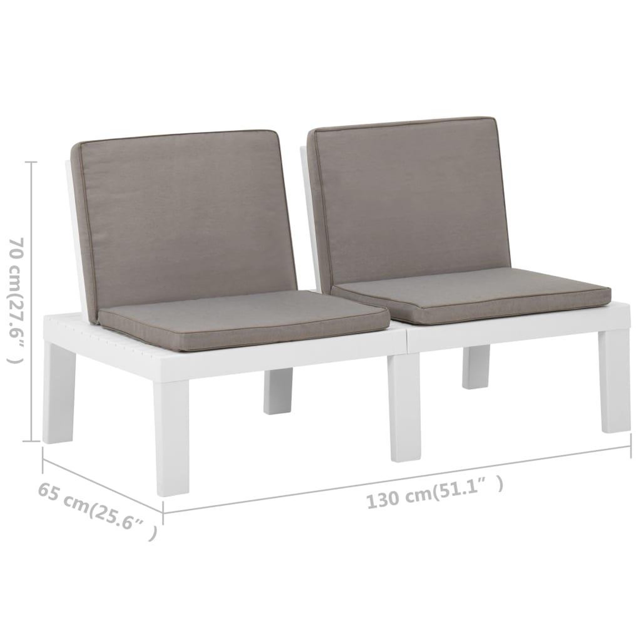 Voir la diapositive 6 : VIDAXL Salon de jardin 2 pcs avec coussins Plastique Blanc