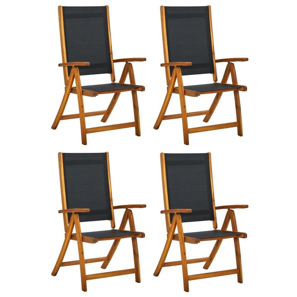 VIDAXL Chaises de jardin pliantes lot de 4 acacia massif et textilene
